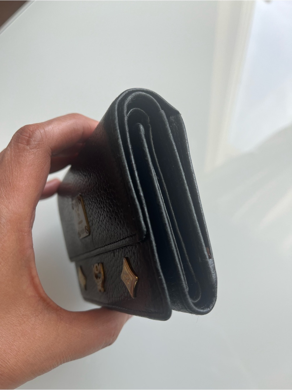 MCM VINTAGE BLACK LEATHER TRIFOLD WALLET - Picture 4 of 14